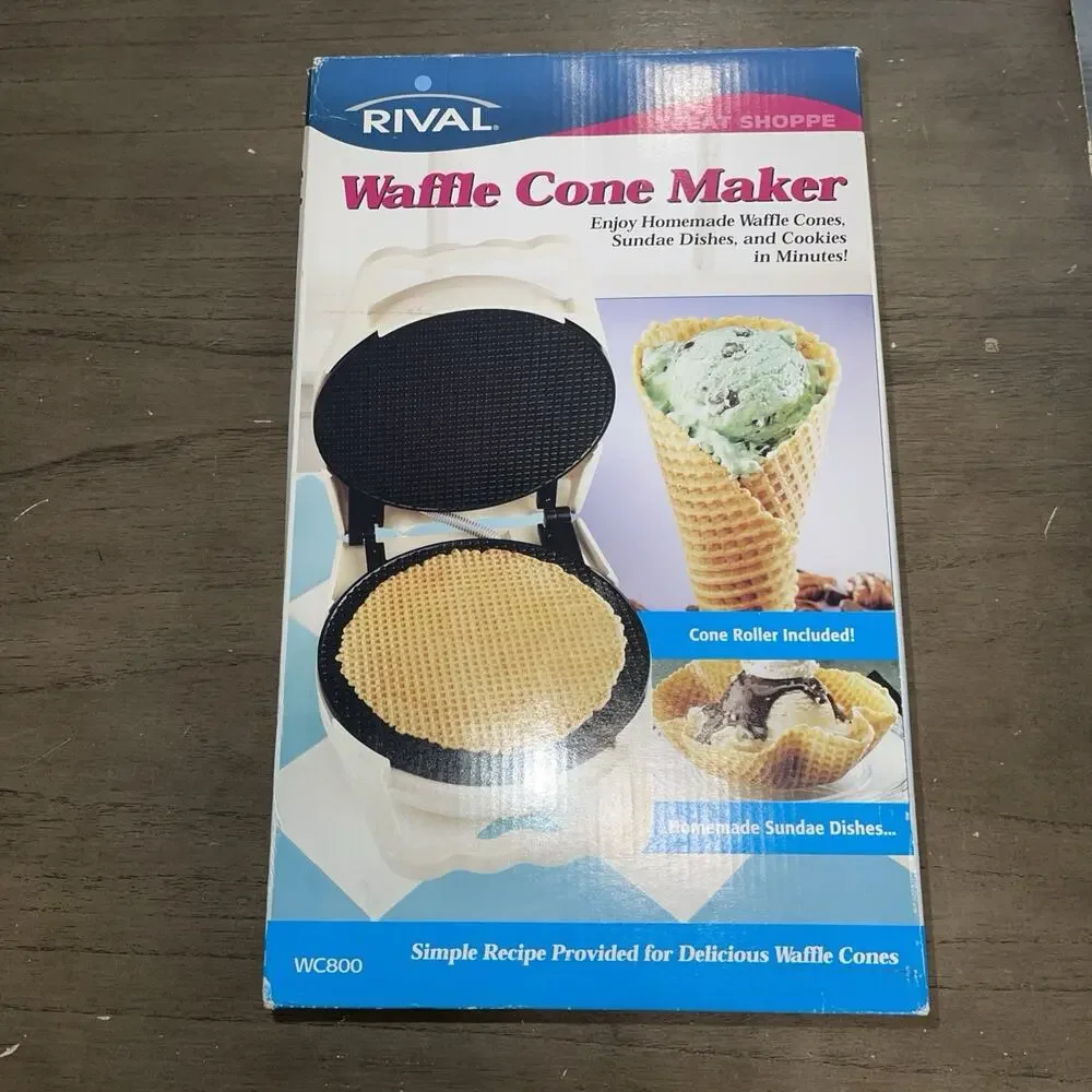 Rival Waffle Cone Maker Model WC800 01 WT White w/ Cone Roller